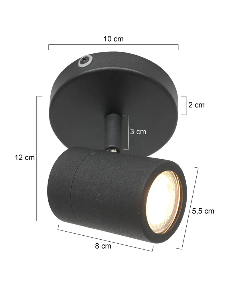 Mexlite Upround Spot mit schwenkbarem GU10-Lichtpunkt in Schwarz, Ansicht 17