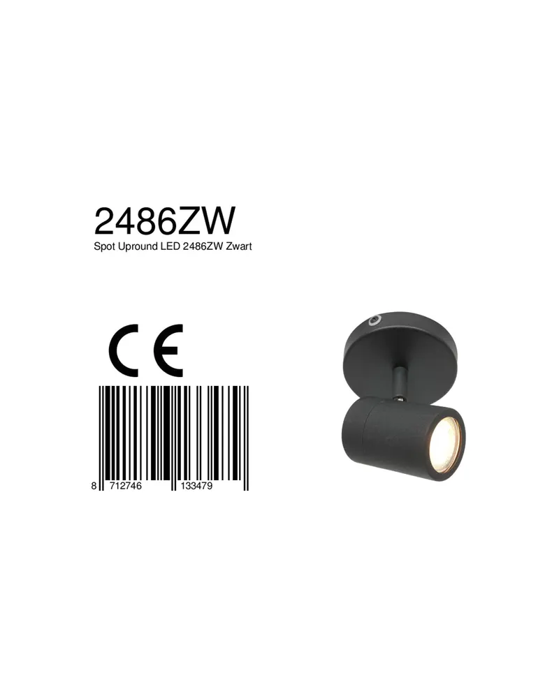 Mexlite Upround Spot mit schwenkbarem GU10-Lichtpunkt in Schwarz, Ansicht 18