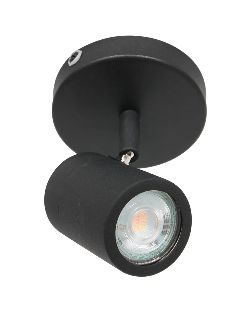 Mexlite Upround Spot mit schwenkbarem GU10-Lichtpunkt in Schwarz, Ansicht 2