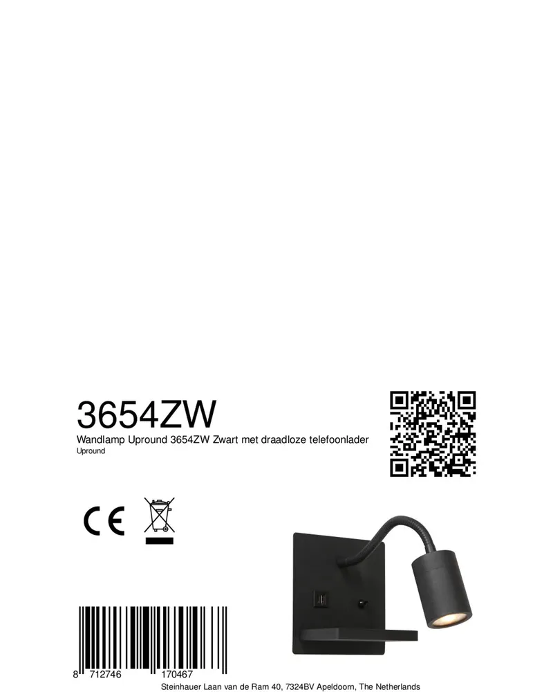 Upround Wandleuchte mit verstellbarem Lesearm in Schwarz, Ansicht 15