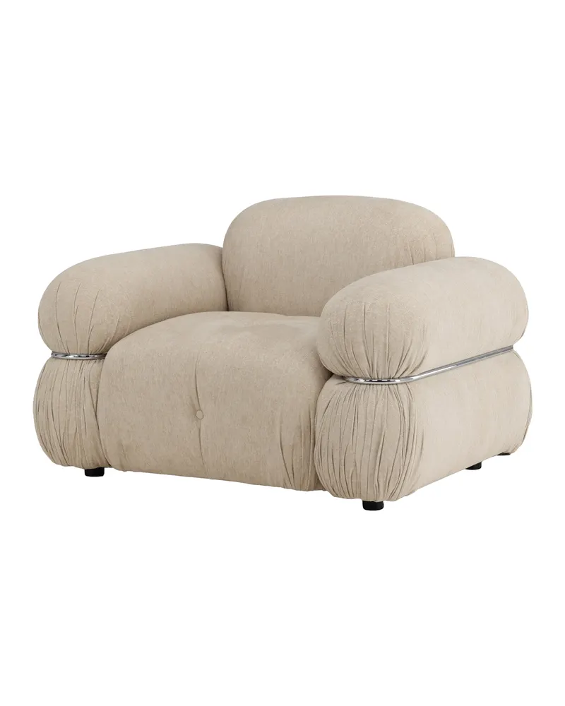 Mika Loungesessel in Beige mit gerundeten Polsterrollen