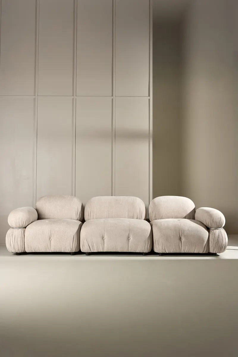 Mika Sofa-Modul mit gerundeten Polsterrollen in 95 × 80 × 95 cm, rechts, im Wohnraum, Ansicht 5