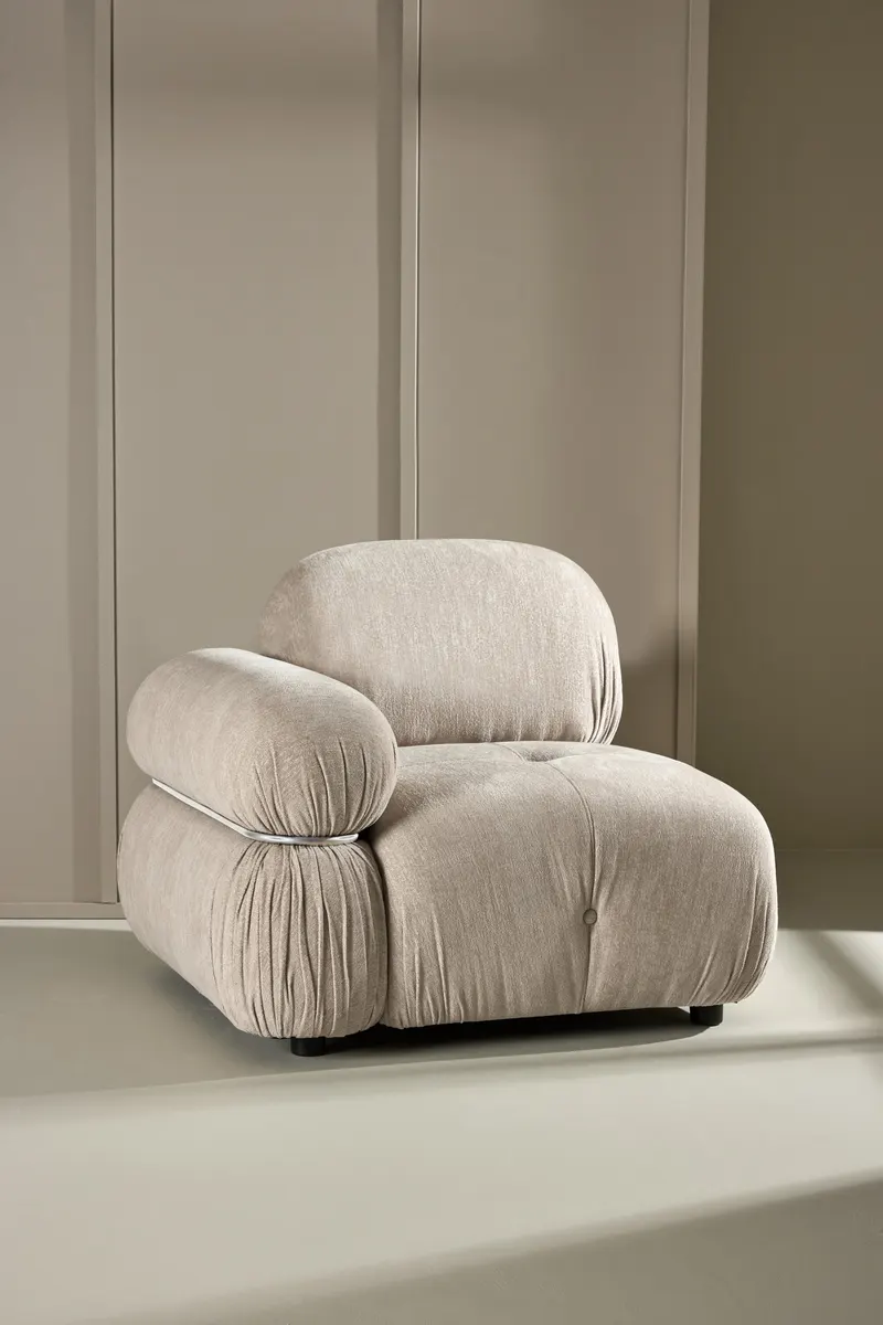 Mika Sofa-Modul mit gerundeten Polsterrollen in 95 × 80 × 95 cm, rechts, im Wohnraum, Ansicht 1