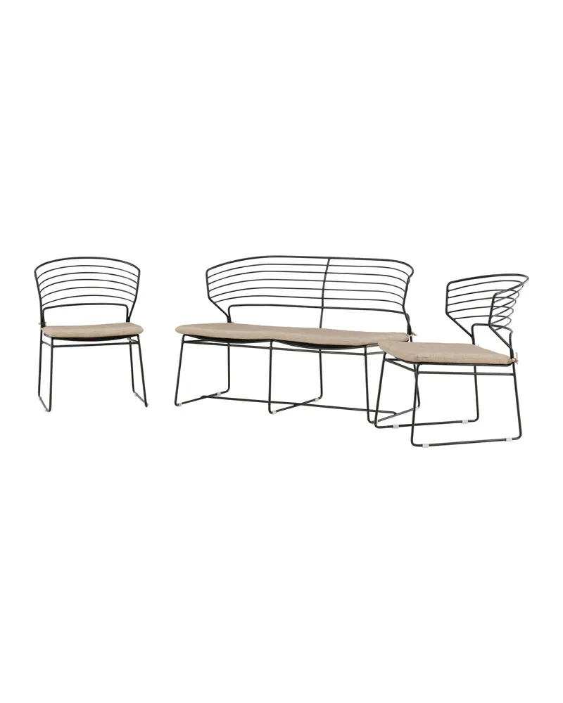 Milano Gartenlounge aus schwarzem Stahl mit Zweisitzer, Ansicht 6