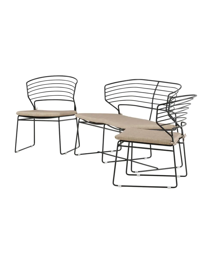 Milano Gartenlounge aus schwarzem Stahl mit Zweisitzer, Ansicht 7