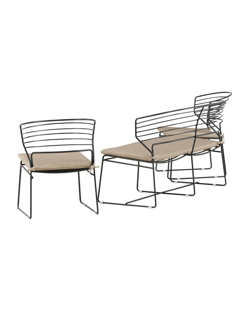 Milano Gartenlounge aus schwarzem Stahl mit Zweisitzer, Ansicht 9