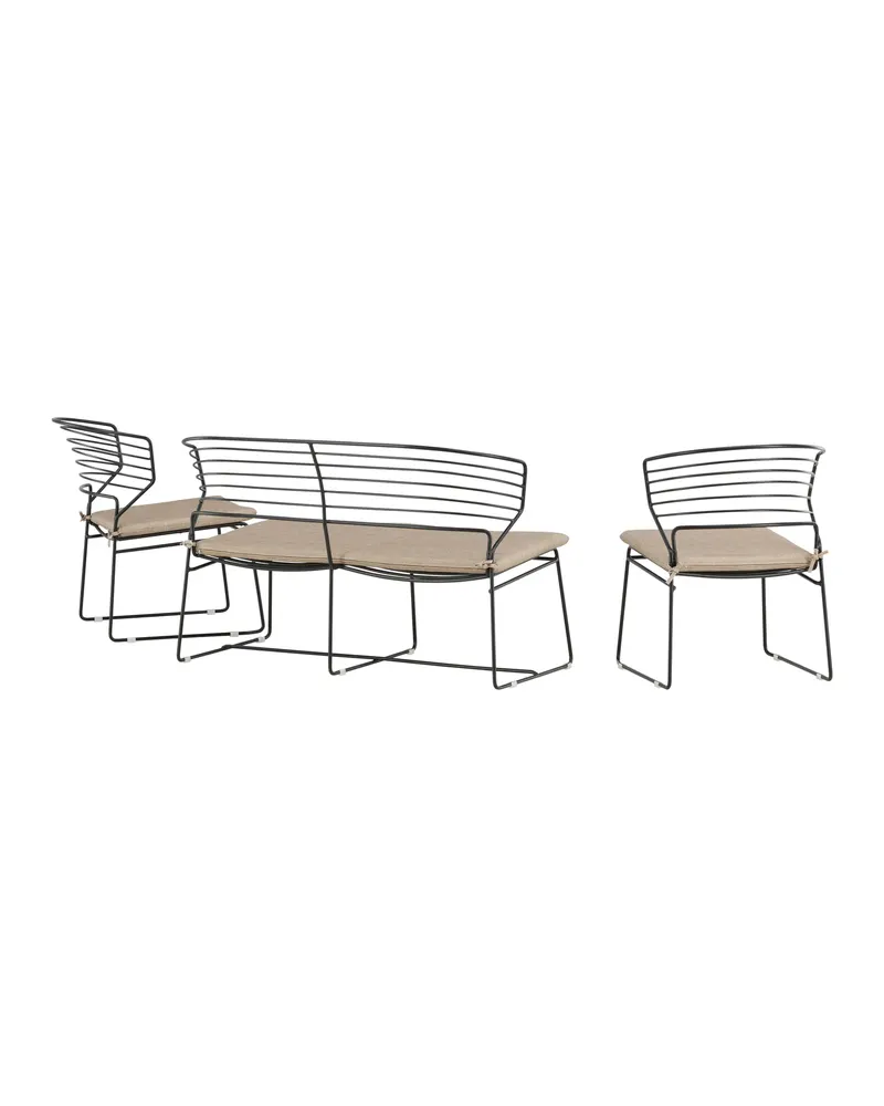 Milano Gartenlounge aus schwarzem Stahl mit Zweisitzer, Ansicht 11