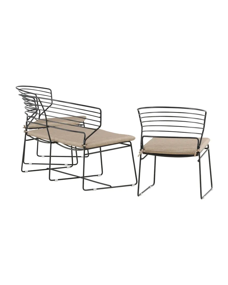 Milano Gartenlounge aus schwarzem Stahl mit Zweisitzer, Ansicht 12