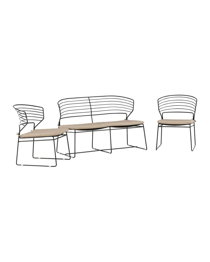 Milano Gartenlounge aus schwarzem Stahl mit Zweisitzer, Ansicht 2