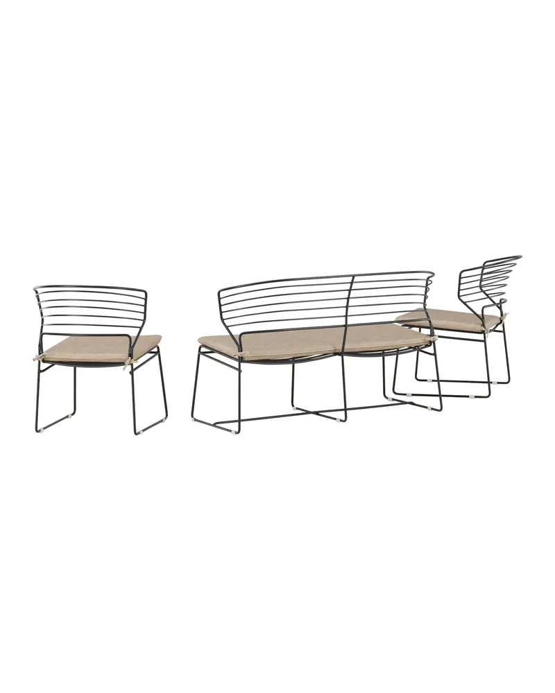 Milano Gartenlounge aus schwarzem Stahl mit Zweisitzer, Ansicht 4