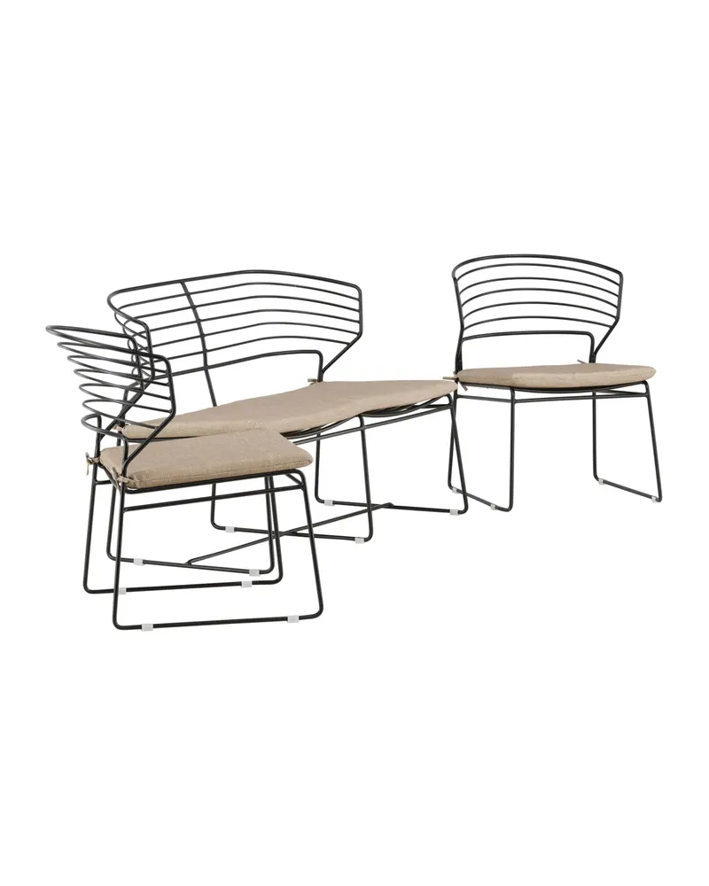 Milano Gartenlounge aus schwarzem Stahl mit Zweisitzer, Ansicht 5