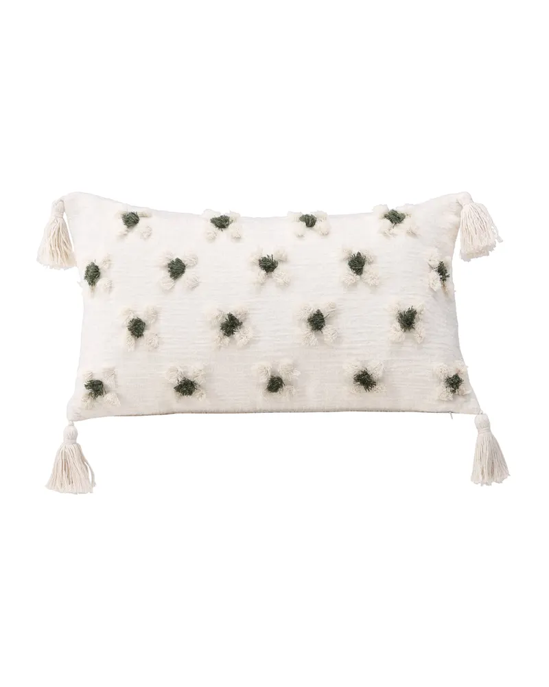 Millie Kissenbezug 30 × 50 cm mit getuftetem Blumenmuster und Quasten