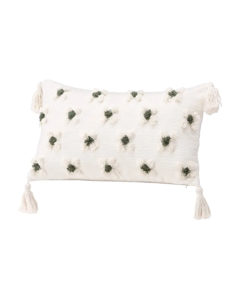 Millie Kissenbezug 30 × 50 cm mit Quasten und getuftetem Blumenmuster, Ansicht 2