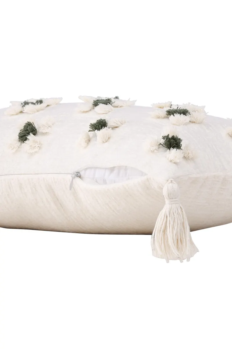 Millie Kissenbezug 30 × 50 cm mit Quasten und getuftetem Blumenmuster, Ansicht 4