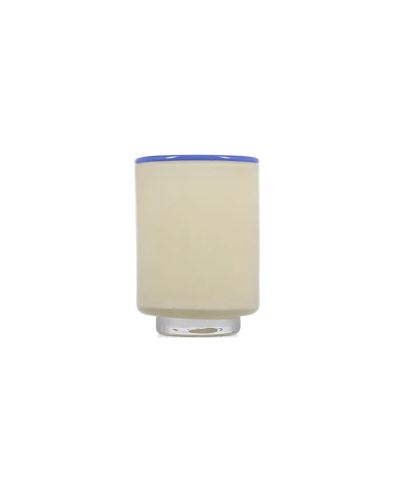 Milo Vase aus farbig besprühtem Glas in drei Größen, Cremeweiß