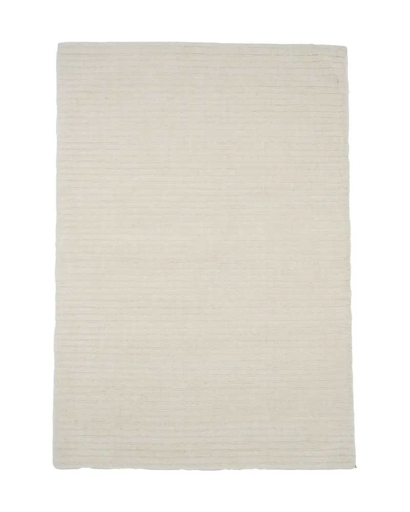 Milton Wollteppich mit Rippenstruktur in 230 × 160 cm, Weiß, Ansicht 1