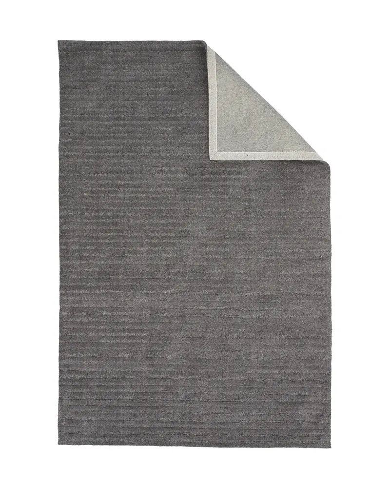 Milton Wollteppich mit Rippenstruktur in 230 × 160 cm, Dunkelgrau, Ansicht 2