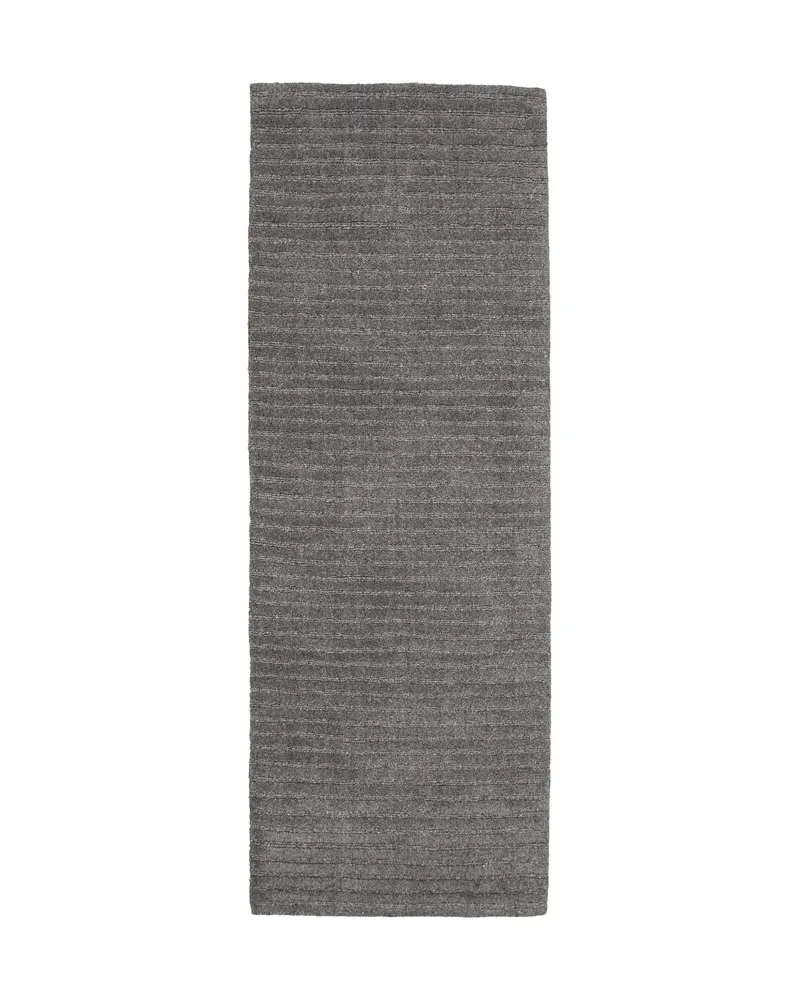 Milton Teppichläufer aus Wolle mit Rippenstruktur, 200 × 70 cm, Dunkelgrau