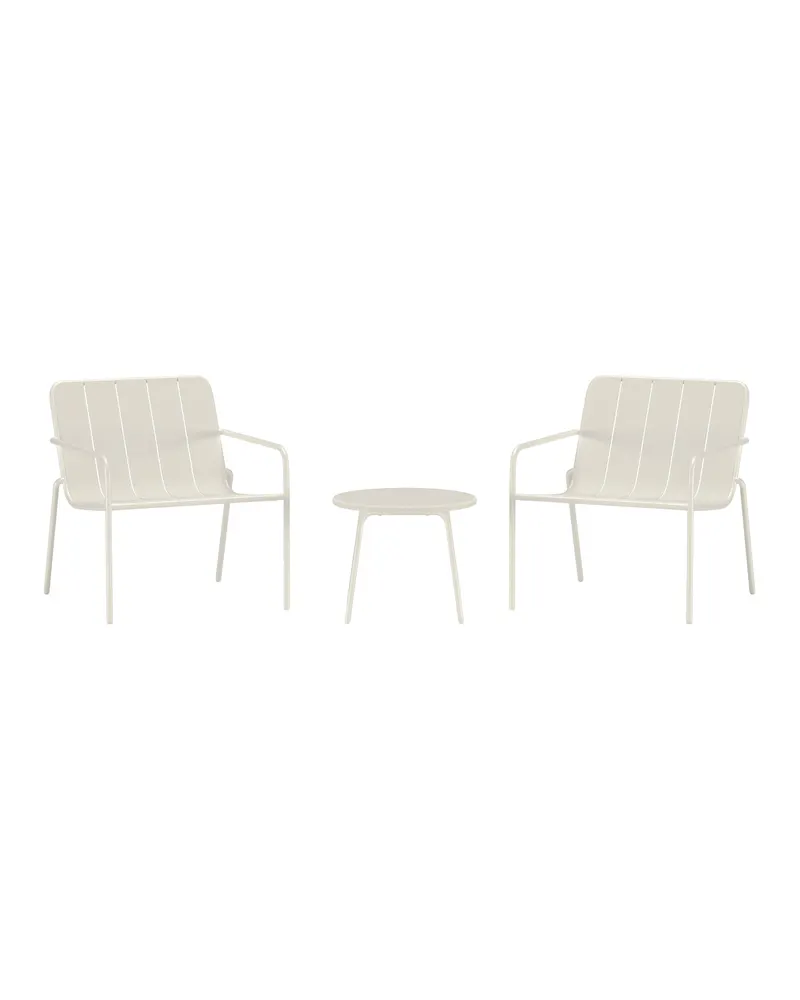 Minos Gartenlounge ganz aus Stahl mit rundem Tisch Ø 50 cm, Beige
