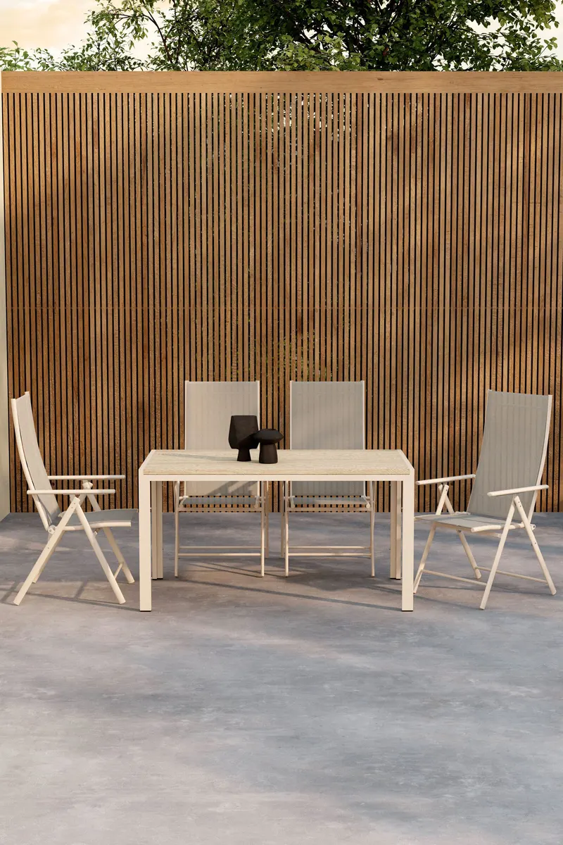 Mirko & Levanzo Gartenmöbel-Set in Beige mit 4 Klappstühlen