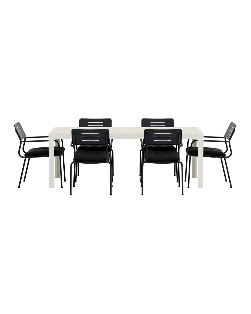 Mirko & Nicke Gartenmöbel-Set mit rechteckigem Tisch und 6 Armlehnstühlen in Beige, Ansicht 2