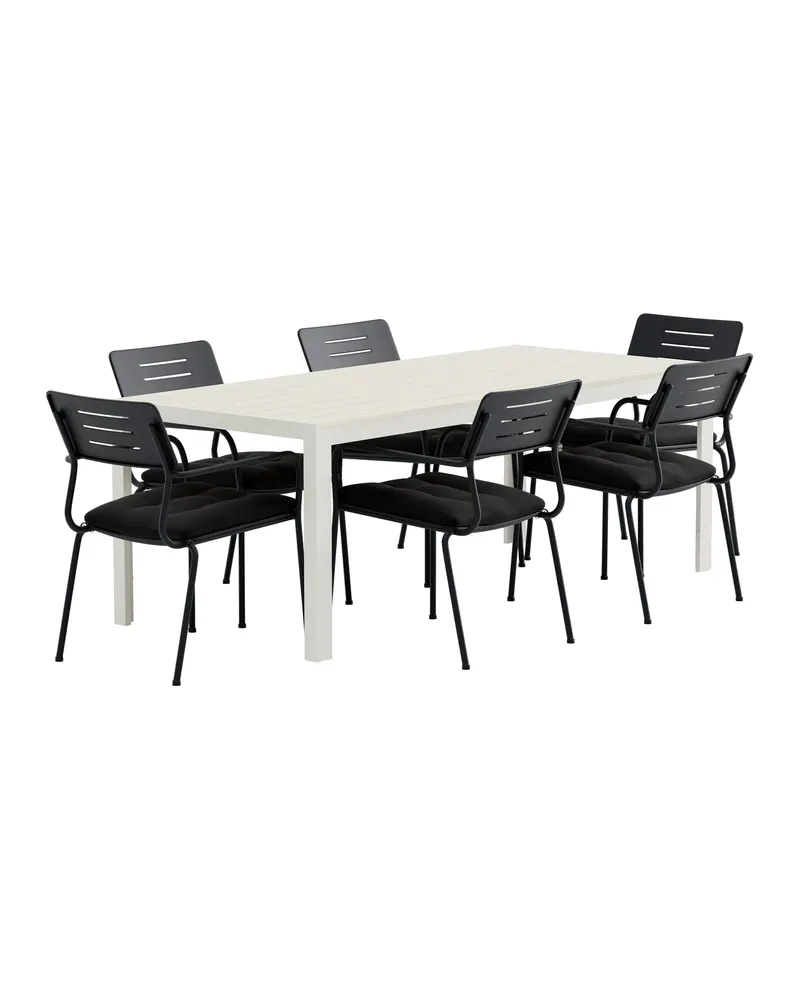 Mirko & Nicke Gartenmöbel-Set mit rechteckigem Tisch und 6 Armlehnstühlen in Beige, Ansicht 3