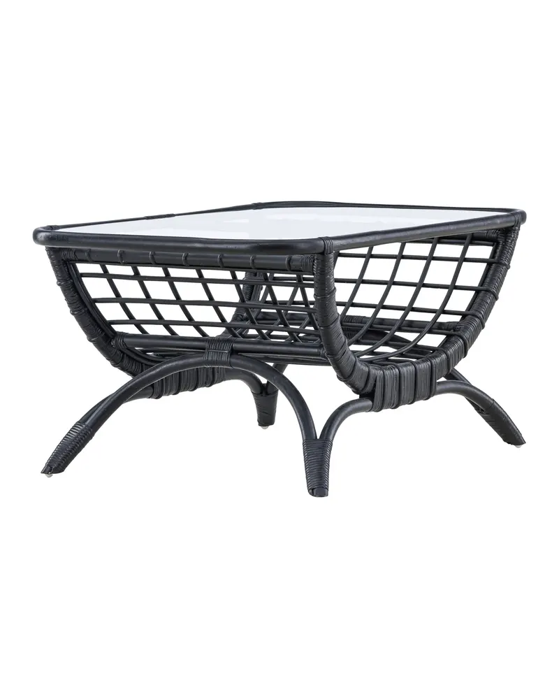 Moana Rattan-Beistelltisch mit Bogengestell und Glasplatte, Ansicht 8