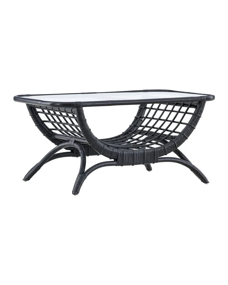 Moana Rattan-Beistelltisch mit Bogengestell und Glasplatte, Ansicht 9