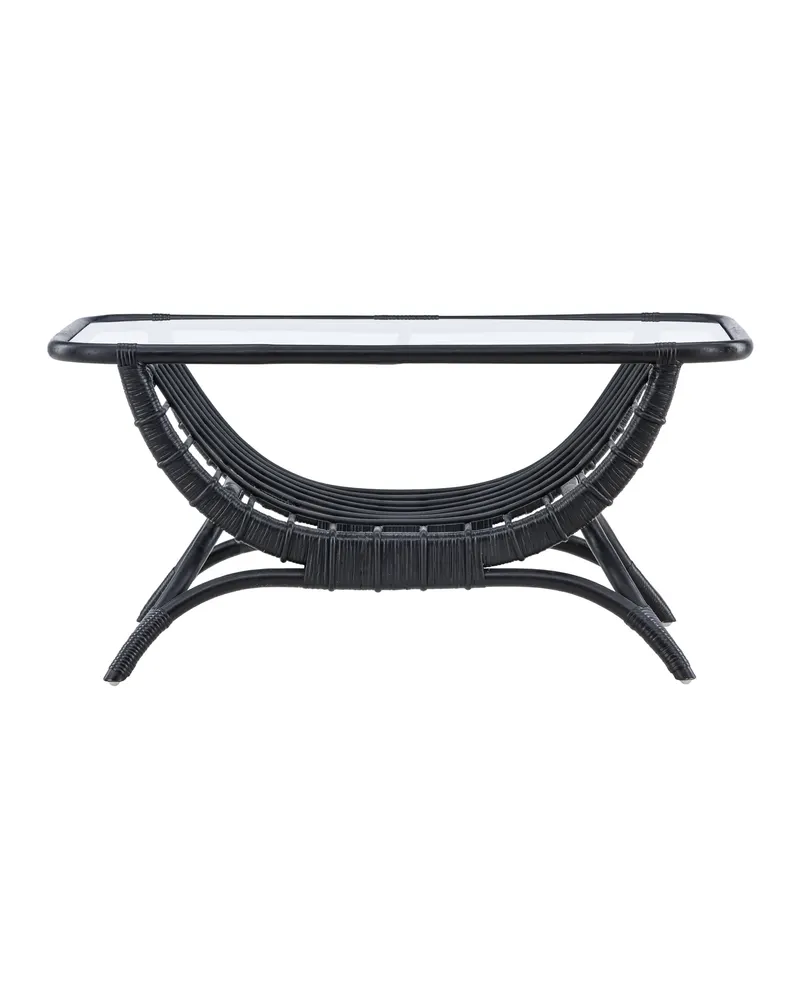 Moana Rattan-Beistelltisch mit Bogengestell und Glasplatte, Ansicht 10