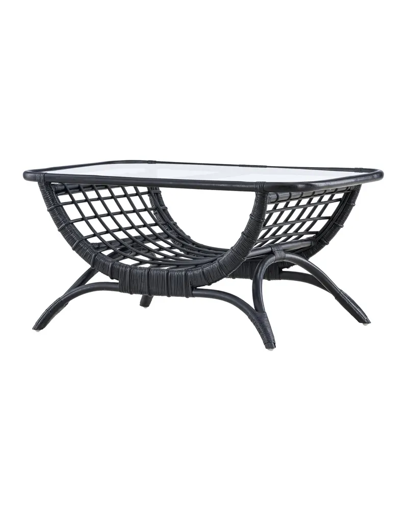 Moana Rattan-Beistelltisch mit Bogengestell und Glasplatte, Ansicht 11