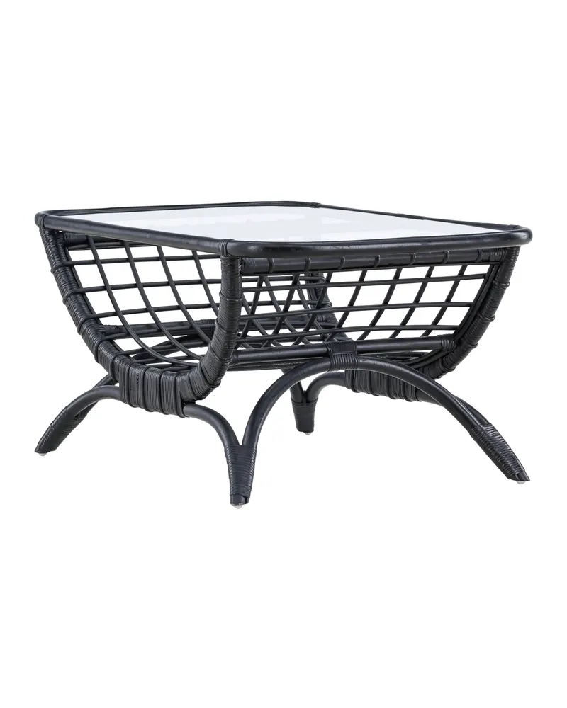 Moana Rattan-Beistelltisch mit Bogengestell und Glasplatte, Ansicht 12