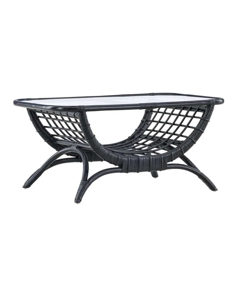 Moana Rattan-Beistelltisch mit Bogengestell und Glasplatte, Ansicht 2