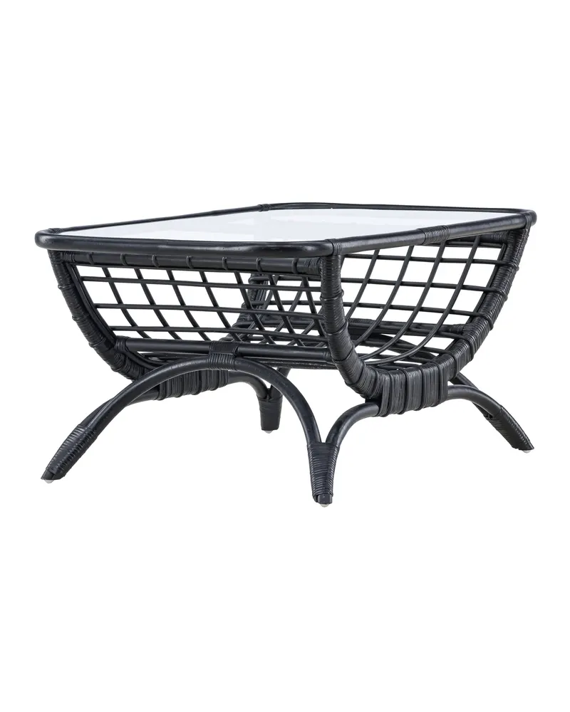 Moana Rattan-Beistelltisch mit Bogengestell und Glasplatte, Ansicht 3