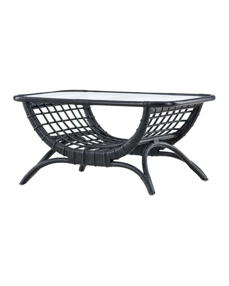 Moana Rattan-Beistelltisch mit Bogengestell und Glasplatte, Ansicht 5
