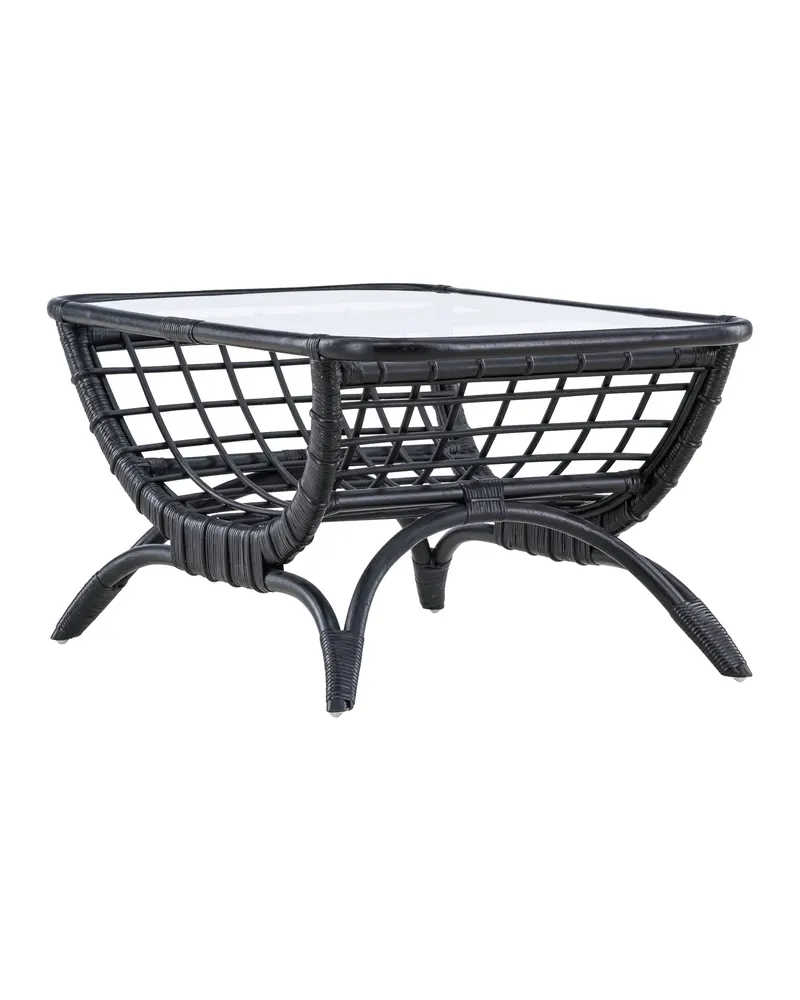 Moana Rattan-Beistelltisch mit Bogengestell und Glasplatte, Ansicht 6