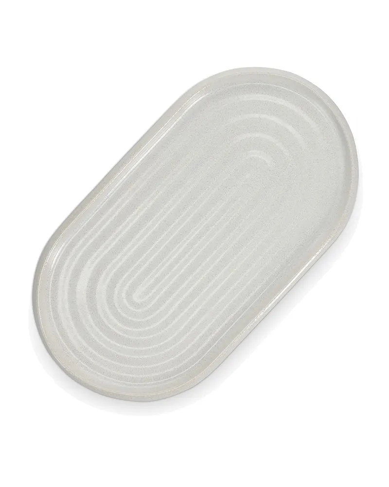 Mochi Servierschale aus Steinzeug in Beige, 35 × 19,5 cm