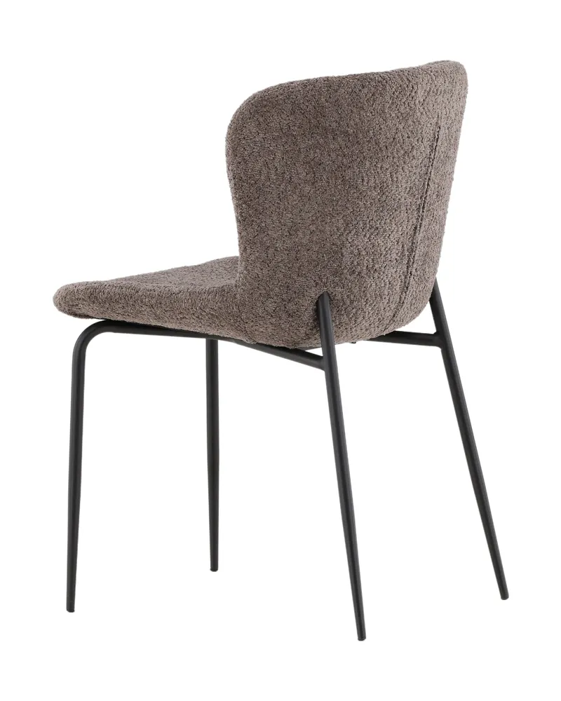 Modesto gepolsterter Esszimmerstuhl in Braun, Gestell Schwarz, Bouclé, Ansicht 11