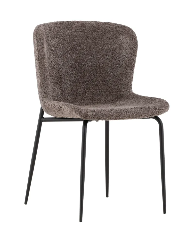 Modesto gepolsterter Esszimmerstuhl in Braun, Gestell Schwarz, Bouclé, Ansicht 5
