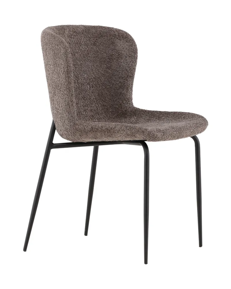 Modesto gepolsterter Esszimmerstuhl in Braun, Gestell Schwarz, Bouclé, Ansicht 6