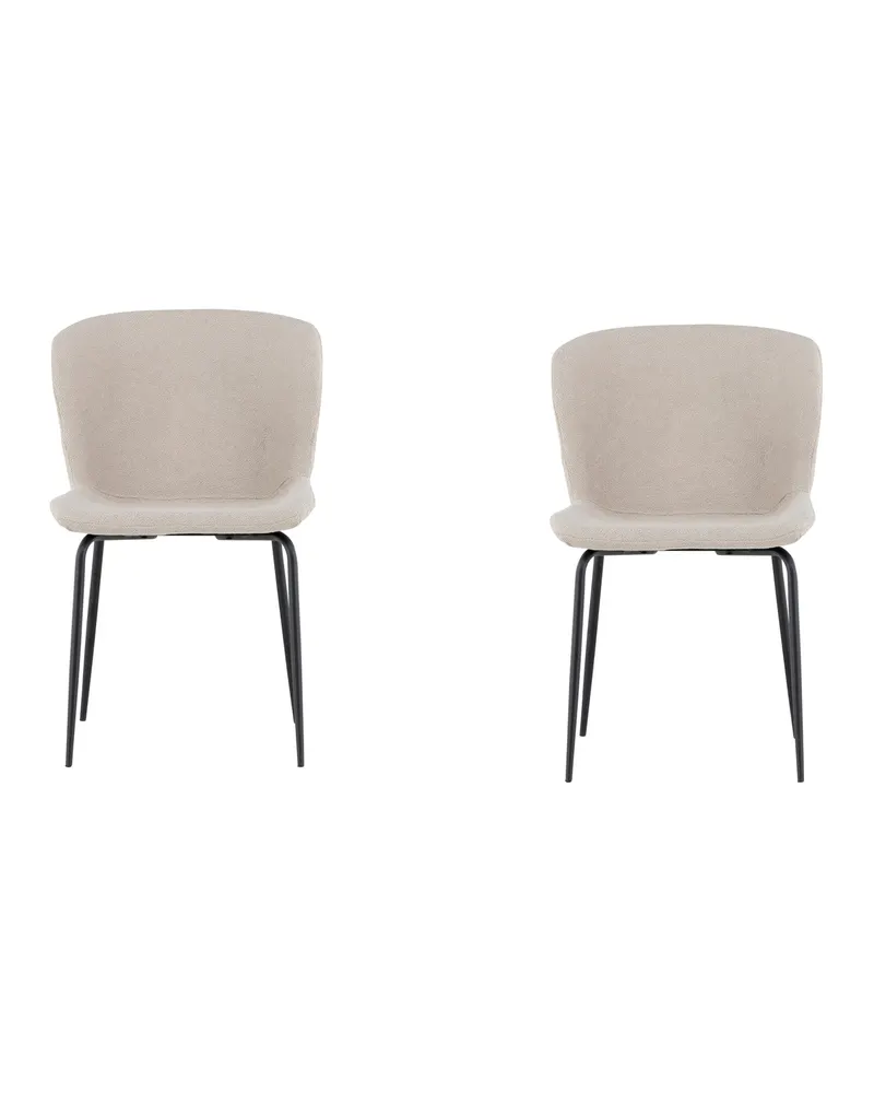 Modesto gepolsterter Esszimmerstuhl in Beige, Gestell Schwarz, Bouclé, Ansicht 8