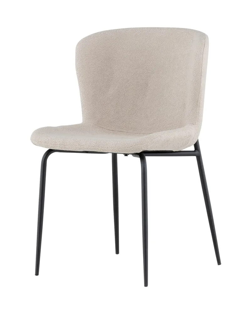 Modesto gepolsterter Esszimmerstuhl in Beige, Gestell Schwarz, Bouclé, Ansicht 9