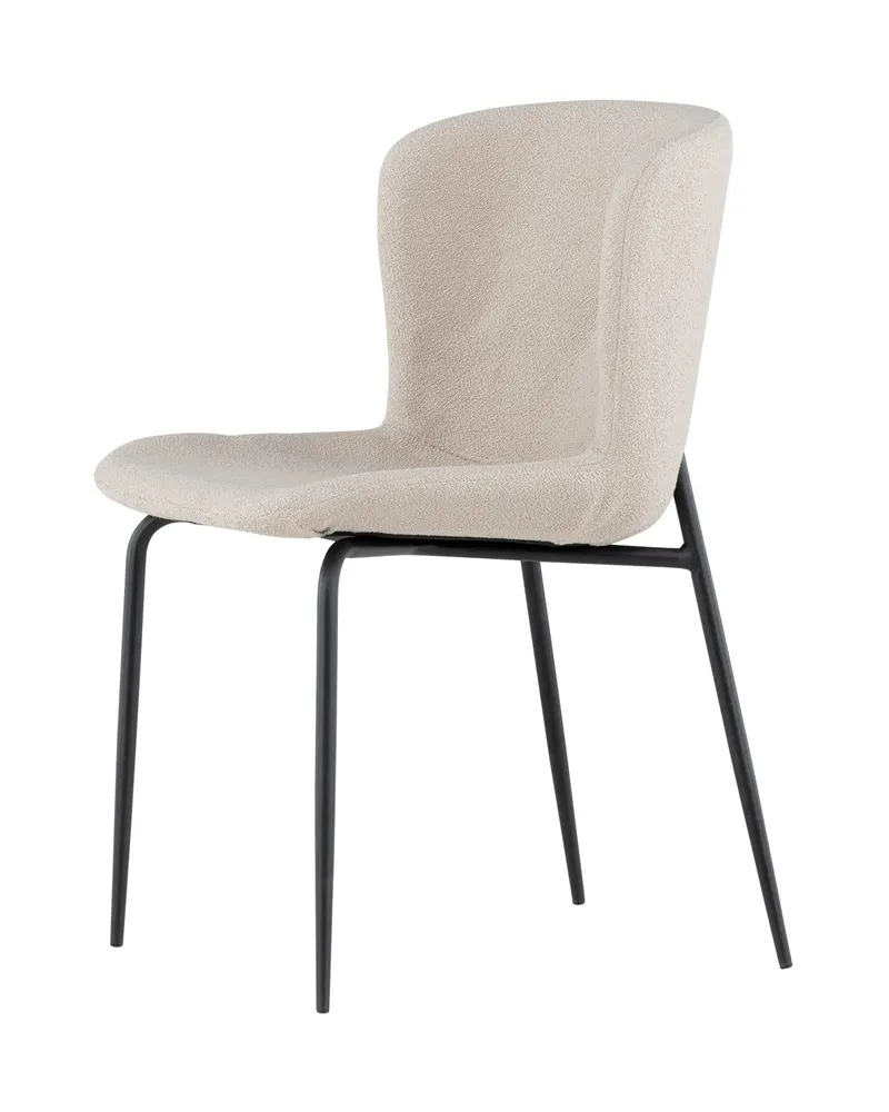 Modesto gepolsterter Esszimmerstuhl in Beige, Gestell Schwarz, Bouclé, Ansicht 10