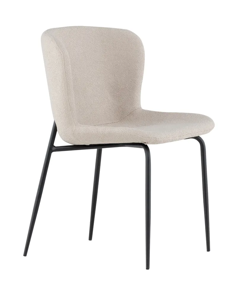 Modesto gepolsterter Esszimmerstuhl in Beige, Gestell Schwarz, Bouclé, Ansicht 2
