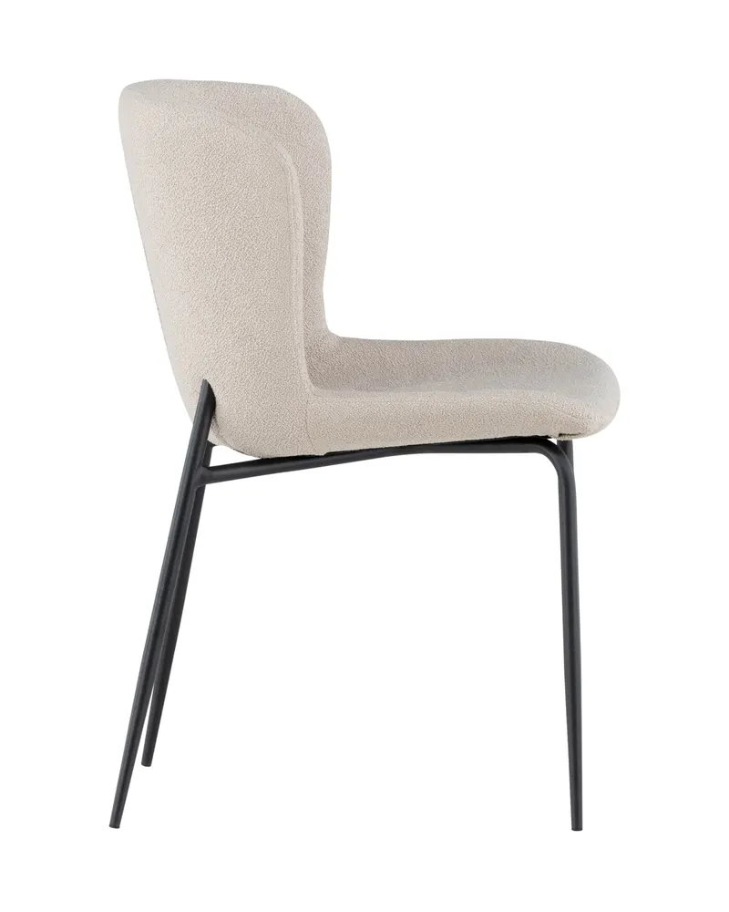 Modesto gepolsterter Esszimmerstuhl in Beige, Gestell Schwarz, Bouclé, Ansicht 3