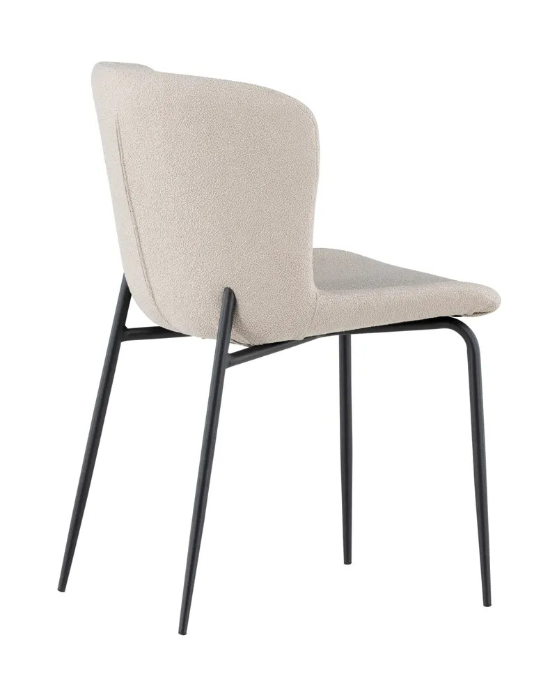 Modesto gepolsterter Esszimmerstuhl in Beige, Gestell Schwarz, Bouclé, Ansicht 4