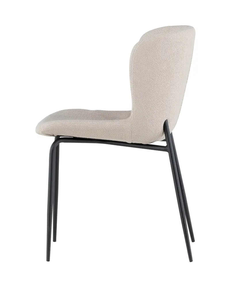 Modesto gepolsterter Esszimmerstuhl in Beige, Gestell Schwarz, Bouclé, Ansicht 5