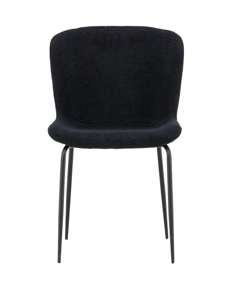 Modesto gepolsterter Esszimmerstuhl in Schwarz, Polyester-Teddystoff, Ansicht 1