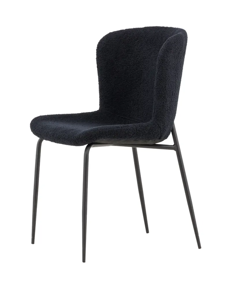 Modesto gepolsterter Esszimmerstuhl in Schwarz, Polyester-Teddystoff, Ansicht 9