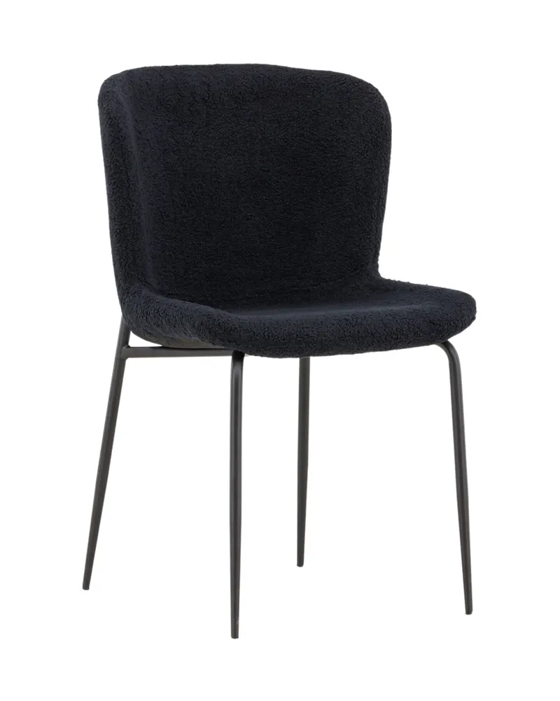 Modesto gepolsterter Esszimmerstuhl in Schwarz, Polyester-Teddystoff, Ansicht 2
