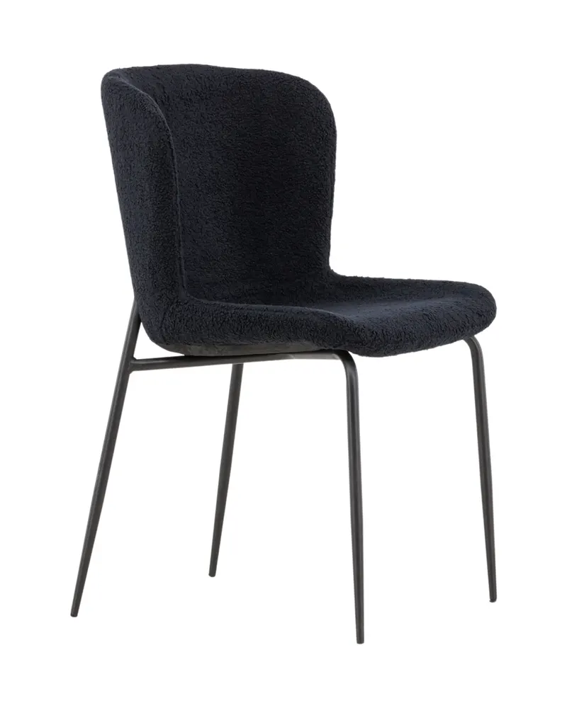 Modesto gepolsterter Esszimmerstuhl in Schwarz, Polyester-Teddystoff, Ansicht 3